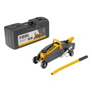 Домкрат гидравлический подкатной с фиксатором, 2 т, 130-330 мм, в кейсе Denzel