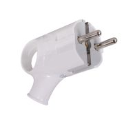 Вилка угловая с ушком с/з, белая 16А 250В Вихрь